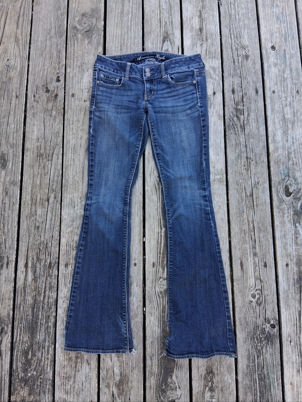 Y2K American Eagle Artist Low Rise Flare Jeans Size 4 Long Vintage 2000s Stretch